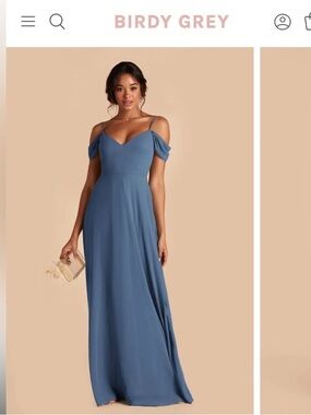 Birdy Grey Dusty Blue Off-shoulder Detachable Maxi Dress